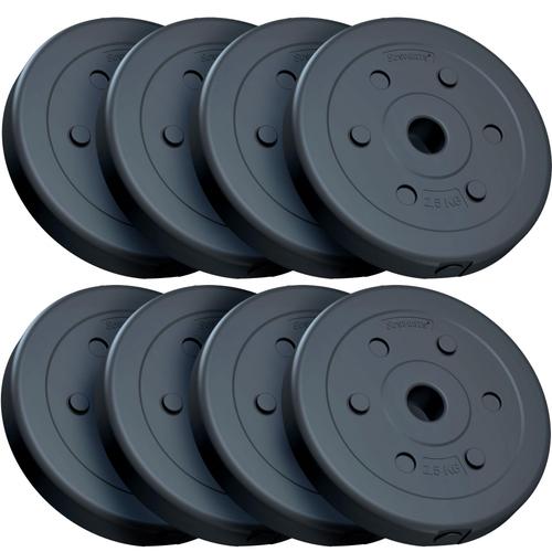 Scsports® Disques De Poids - Set 20 Kg (8x2,5 Kg), 30/31 Mm, En Plastique, Noir - Plaques De Poids Pour Haltères, Fitness, Musculation