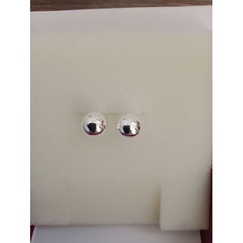 Boucles D'oreilles Perles En Plaqué Argent 925 Diamètre 1 Cm
