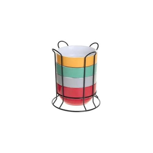 Bols Sur Rack - Ac-Déco - Set De 4 - 50 Cl - Faïence Et Porcelaine 20 Cm