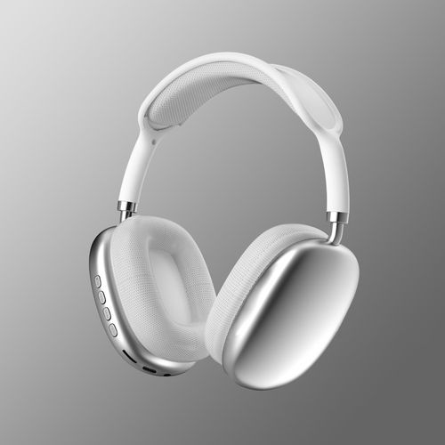 Casque Bluetooth P9 Pro Max pour réduction de bruit sans fil style Bandeau Couleur Argent Blanc et Gris Livraison directe