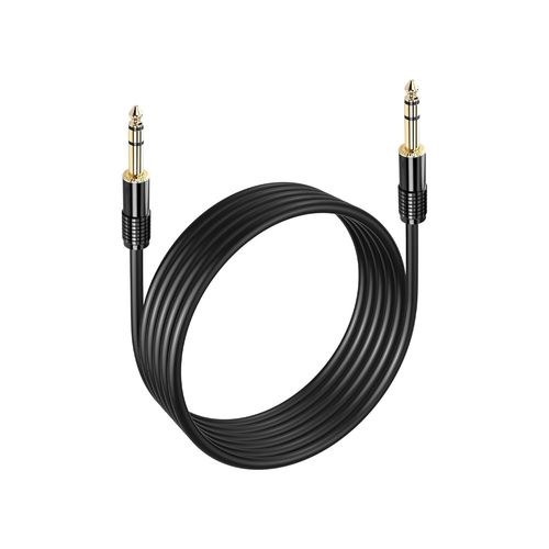 Câble de guitare 1/4"" TRS, 2m plaqué or 6.35mm 1/4"" trs mâle à mâle symétrique stéréo audio Interconnect pour guitares, amplis, mixeurs et Haut parleurs.[G488]