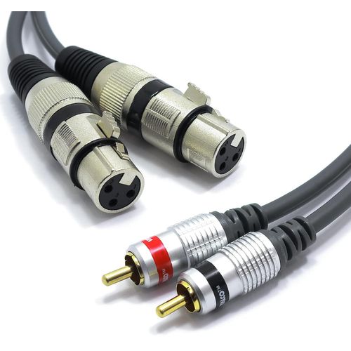 Câble Double XLR Femelle vers 2X RCA 1,5m Adaptateur 2x Prise 3 Broches Connecteur XLR vers 2 RCA mâle Audio Câble de connexion.[G987]