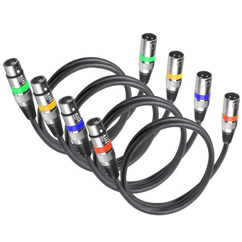 4Pack Câble Dmx 3 Broches 1.2m Cables Xlr Male Femelle, Lot Xlr Cable Dmx 1m Xlr en y Connecteur Xlr Court, Câble Xlr to Xlr Fiche Pour Table de Mixage Xlr, Cable Jack Microphone ou Câble Dmx.[G582]