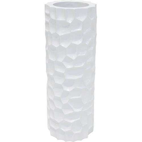 Bac Résine Synthétique Ø 32 Cm H 90 Cm Int. Colonne Blanc Glossy