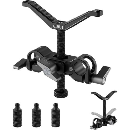 SIRUI AM-LB35 Support universel pour objectif d'appareil photo, rail de 15 mm, support pour téléobjectif long avec réglage vertical et horizontal, 3 tiges d'extension pour appareil photo reflex