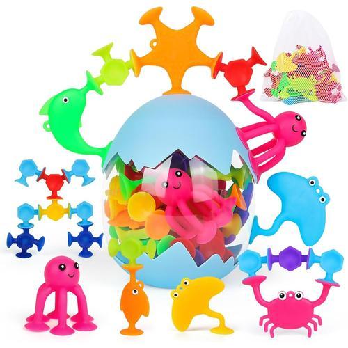 Jouets À Ventouse, Jouets De Bain Pour Enfants De 3 Ans, 50 Pièces Bebe Jouets D' Aspiration Silicone Avec ?ufs De Dinosaure, Cadeaux Montessori Sensoriels Pour Garçons Et Filles Âgés De 4 À 8.[G161]