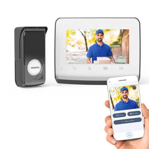 Visiophone V350 Connect, Interphone connecté - Ecran 7 pouces - Vision nocturne - Gestion des visites à distance par smartphone - Contrôle 5 moteurs RTS - Compatible Android Auto et Apple Carplay