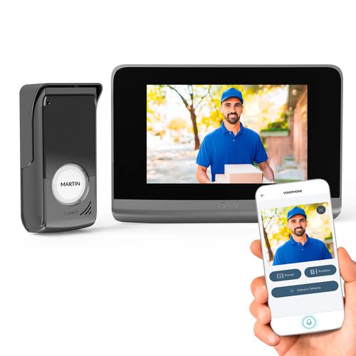 Visiophone V500 Connect, Interphone connecté - Ecran tactile 7 pouces - Vision Nocturne - Gestion des visites à distance par smartphone - Contrôle 5 moteurs RTS - Compatible Android Auto et Apple Carplay