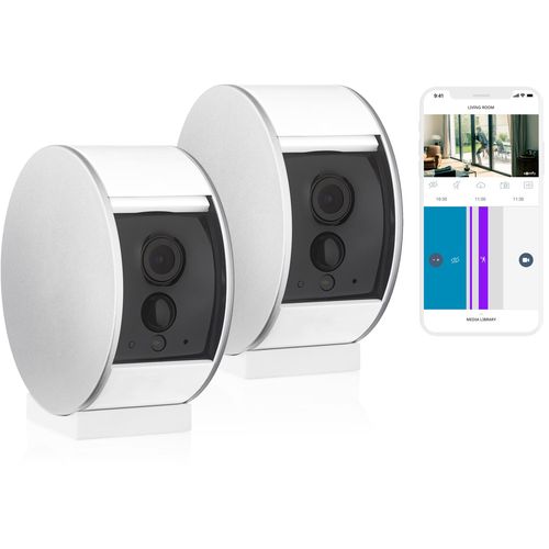 2 Indoor Camera - Caméras de surveillance intérieures - Volet Motorisé - Détecteur de Mouvement & vision nocturne - Haut-Parleur & Microphone