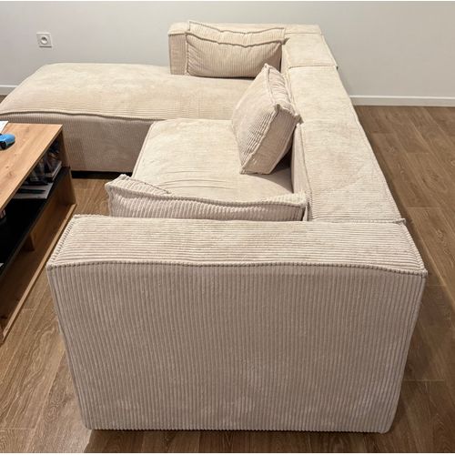 Stella - Canapé D'angle - En Velours Côtelé - 4 Places -Style Contemporain - Gauche - Couleur : Beige. Réf: 803be Canapé Acheté Il Y A 1 Mois À Peu Près Mais Trop Petit Pour Nous.. Aucune Tache !