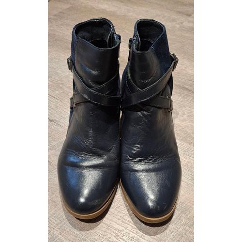 Bottines À Talons Bleues Marine P37