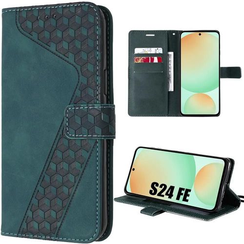 Coque Pour Samsung Galaxy S24 Fe (Pas Pour S24) - Protection En Cuir Pu Avec Porte-Cartes - Vert Nuit - E.F.Connection