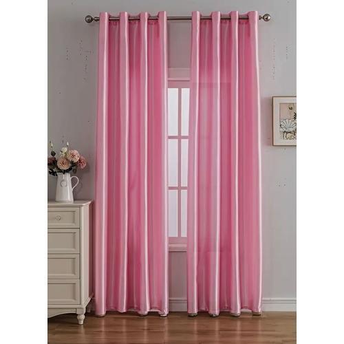 Rideaux 2 Tenture Paire Panneaux Intérieur Satin Occultant Oeiillets Acier Inox D Porte Fenetre Baie Vitree Rose Soyeux Résistant Luxe Contre Courant Air Lumière Bruit Nuit Sommeil 250x150 Cm