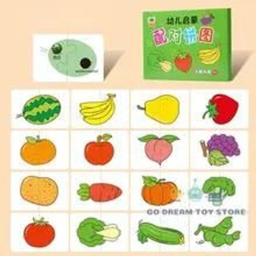 Carte De Correspondance Montessori Pour Tout-Petits, Puzzle Éducatif Précoce, Jouets De Dessin Animé, Puzzle Animal, Forme De Document, Cadeaux D'entraînement Nitive, 32 Pièces-Fruit