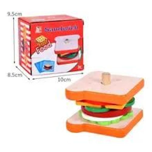Jouets Empilables Burger En Bois Montessori Pour Enfants, Apprentissage Alth, Jouets De Motricité Fine, Cadeau De Cuisine, Tout-Petit-2.3cm-Sandwich Boxed