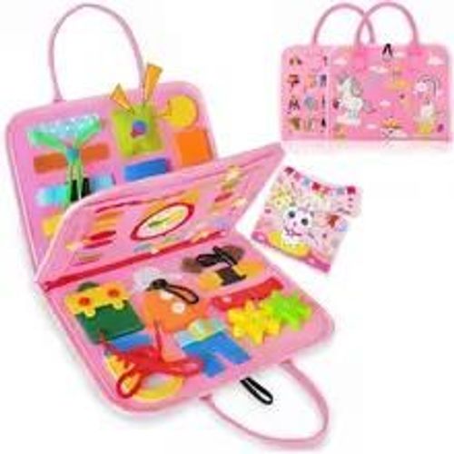 Sac À Dos Busy Board Pour Tout-Petits, Jouets Montessori, Apprentissage, Activités, Jouet De Voyage, Habillage De Dinosaure, Compétences De Vie Mentaires Orielles-Pink-B