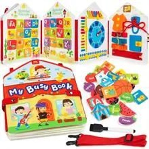Sac À Dos Busy Board Pour Tout-Petits, Jouets Montessori, Apprentissage, Activités, Jouet De Voyage, Habillage De Dinosaure, Compétences De Vie Mentaires Orielles-Pink-Book