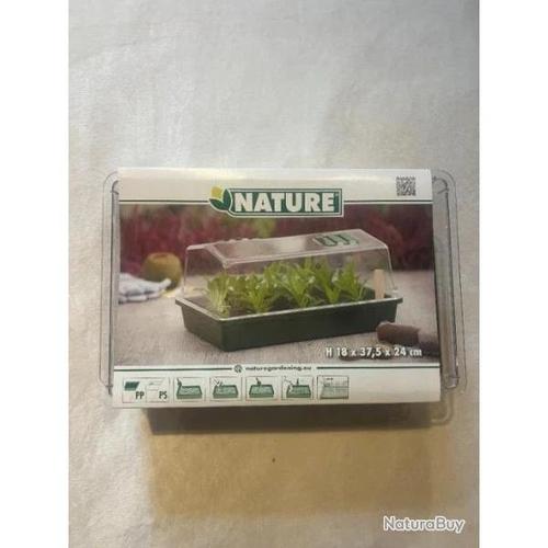 Mini Serre Nature Avec Couvercle Ventilé 37,5 X 24 X H 18 Cm Semis Germination Plantation Jardin