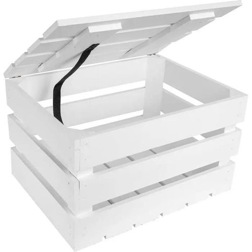 Coffre De Rangement En Bois Blanc Creative Deco - 40 X 30 X 22 Cm - Style Vintage