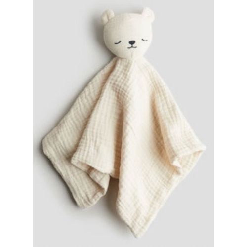 Doudou Ours Blanc H&m Coton Bio Lange Jouet Bébé Mousseline Blanche Soft Toy Teddy Bear White Baby