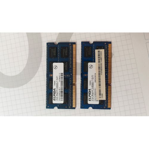 barettes mémoire 2GB PC3 Elpida 2GB 2RX8 PC3-8500S-7-10-F1