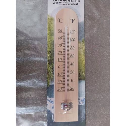 Thermomètre en bois 25 x 5 cm ,intérieur / extérieur