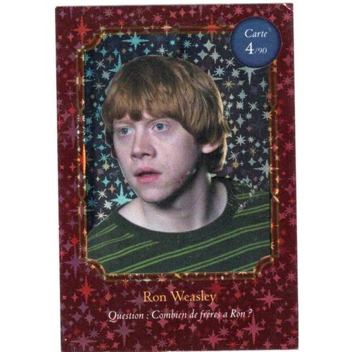 Carte De Jeu Wizarding World, Harry Potter N° 4 : Ron Weasley - Auchan - 2021
