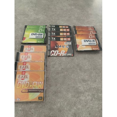 LOT DVD RW et CD-R vierges avec boitiers