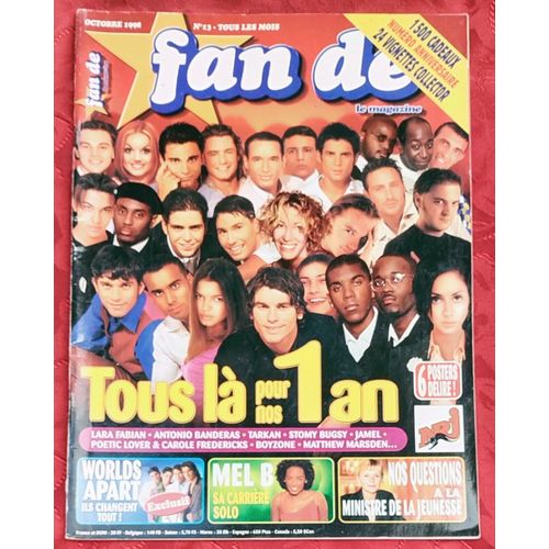 Fan 2 N13 Magazine Revue Oct98 Avec Worlds Apart/Mel B./Antonio Banderas/Poetic Lover/Tarkan/Lara Fabian/Boyzone/Stomy Bugsy/Matthew Marsden/Marie-George Buffet/Jamel/Prince William Et Chelsea/Hanna H