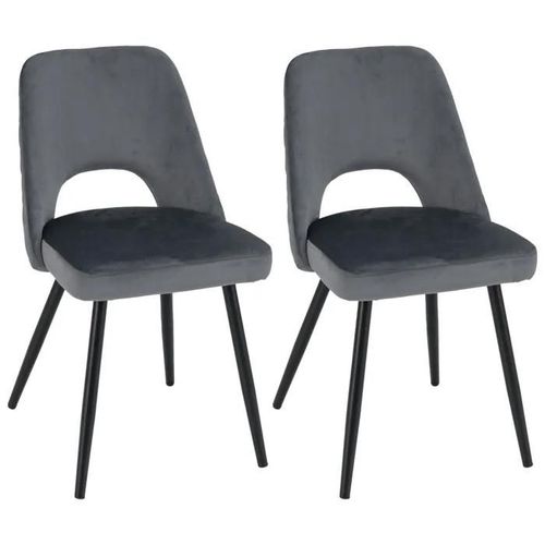 Costway Lot 2 Chaises De Salle À Manger Rembourrées Avec Coussin En Eponge Haute Densité, 60 X 46 X 84 Cm, Gris