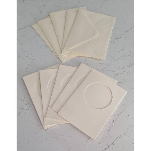 Lot De 5 Cartes Passepartout Rondes Blanc Cassé Avec Enveloppes