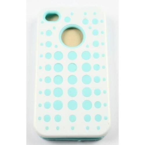 Coque Iphone 4 /4s Blanche Et Bleu Ciel Semi Rigid