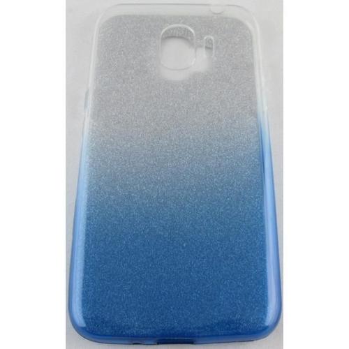 Coque Samsung Galaxy J2 / J2 Pro 2018 Argent Et Bleu À Paillettes