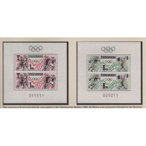Tchécoslovaquie Timbres Jeux Olympiques De Séoul 1988