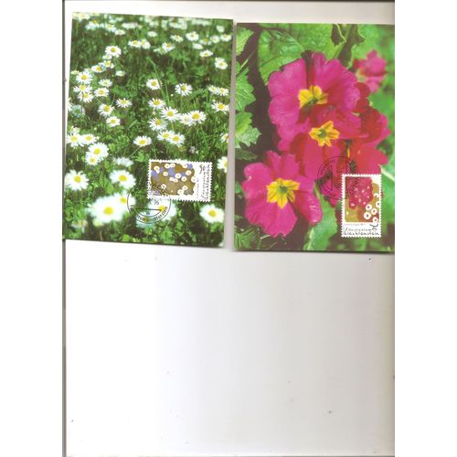 4 Timbres Oblitérés 1er ,Jour Sur Carte Tableaux Fleurs Yt 1073 À 1076 Liechtenstein 1996