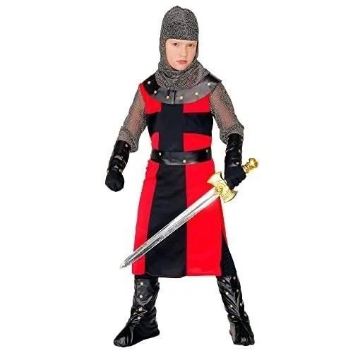 Costume De Chevalier Noir - Widmann - Enfant - Taille 116 Cm - Inclus: Haut, Ceinture, Casque