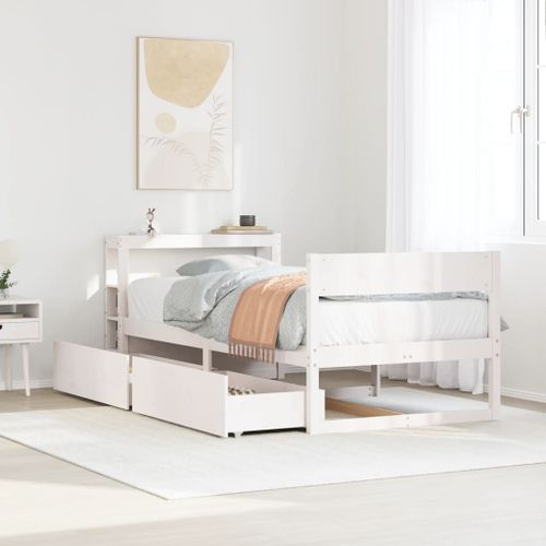 Vidaxl Cadre De Lit Sans Matelas Blanc 90x190 Cm Bois De Pin Massif