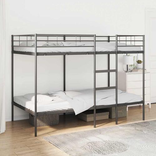 Vidaxl Lit Superposé Sans Matelas Noir 107x203 Cm Acier