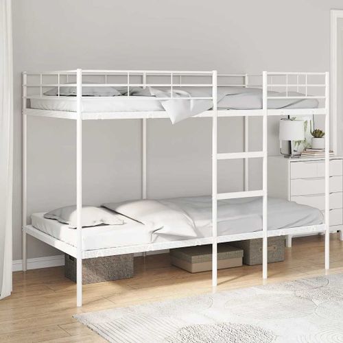 Vidaxl Lit Superposé Sans Matelas Blanc 100x200 Cm Acier