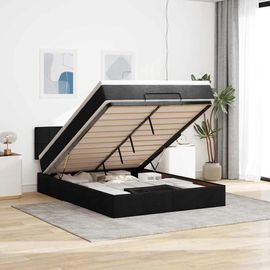 Vidaxl Lit Ottoman Avec Matelas Noir 140x190 Cm Tissu