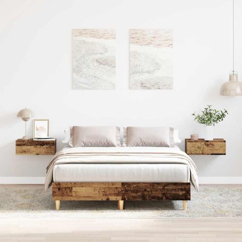 Vidaxl Cadre De Lit Sans Matelas Vieux Bois 140x190 Cm Bois Ingénierie