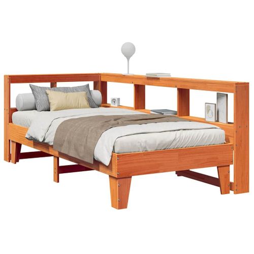 Vidaxl Lit Bibliothèque Sans Matelas Cire Marron 75x190 Cm Pin Massif