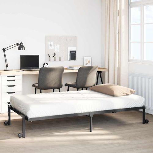 Vidaxl Cadre De Lit Sans Matelas Pliable Noir 80x200 Cm Acier