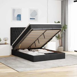 Vidaxl Cadre De Lit Ottoman Avec Matelas Noir 140x190 Cm Velours