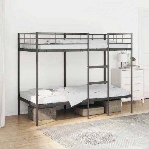 Vidaxl Lit Superposé Sans Matelas Noir 90x190 Cm Acier