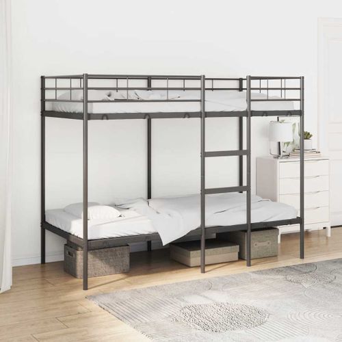 Vidaxl Lit Superposé Sans Matelas Noir 100x190 Cm Acier