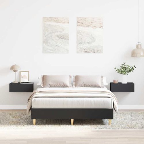 Vidaxl Cadre De Lit Sans Matelas Noir 140x190 Cm Bois D'ingénierie
