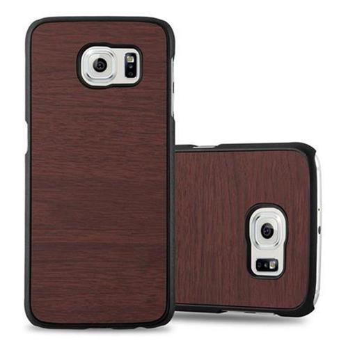 Cadorabo Housse Compatible Avec Samsung Galaxy S6 En Woody Café - Hard Case Étui De Protection En Bois Contre Les Rayures Et Les Chocs