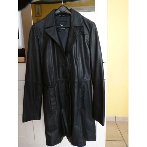 Veste Longue (Manteau ¿) Cuir Noir T40 Verazzano