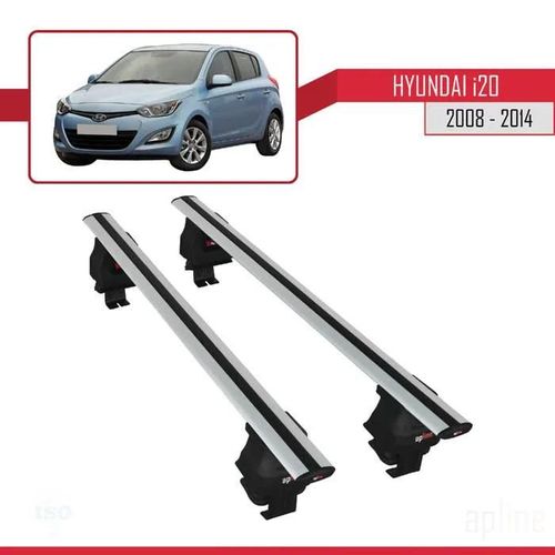 Barres De Toit - Ace-4 - Hyundai I20 I - Aluminium - Gris - Charge Utile 300 Kg